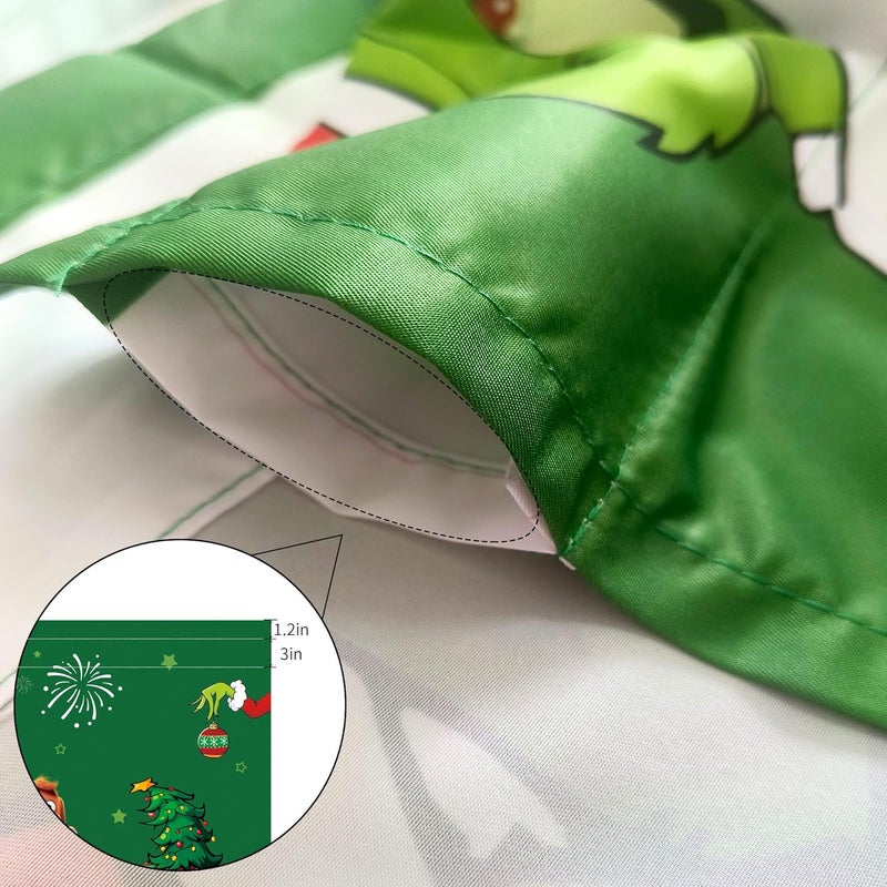 SUNWISHA Christmas Curtain Valance Set - Green Funky Whimsical Holiday Scene with Puppies/Stars/Lights - Playful Kitchen/Bedroom Decor - Upper & Lower Curtains, 52'' L x 18'' W & 36'' L x 26'' W - Image 4